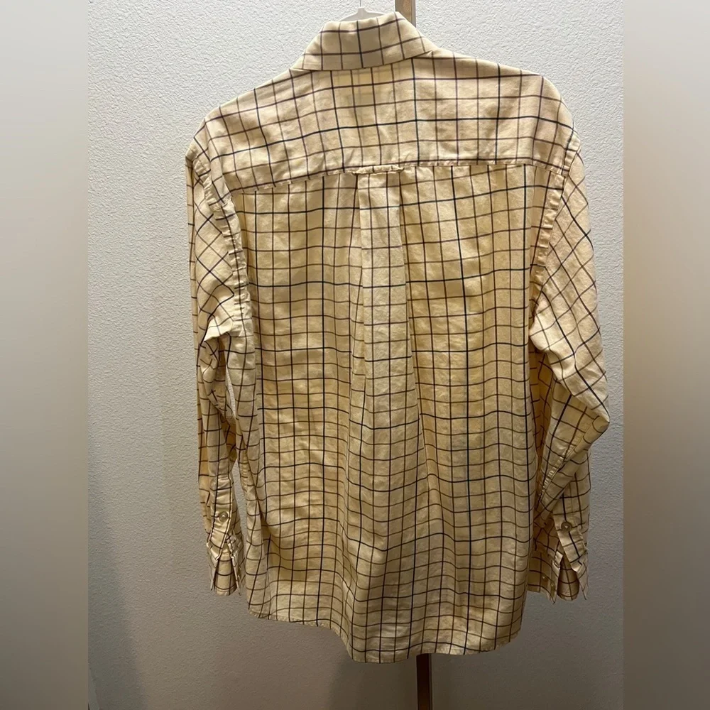 Orvis Pale Yellow Tan Blue Buttoned Down Shirt size M - Picture 7 of 7